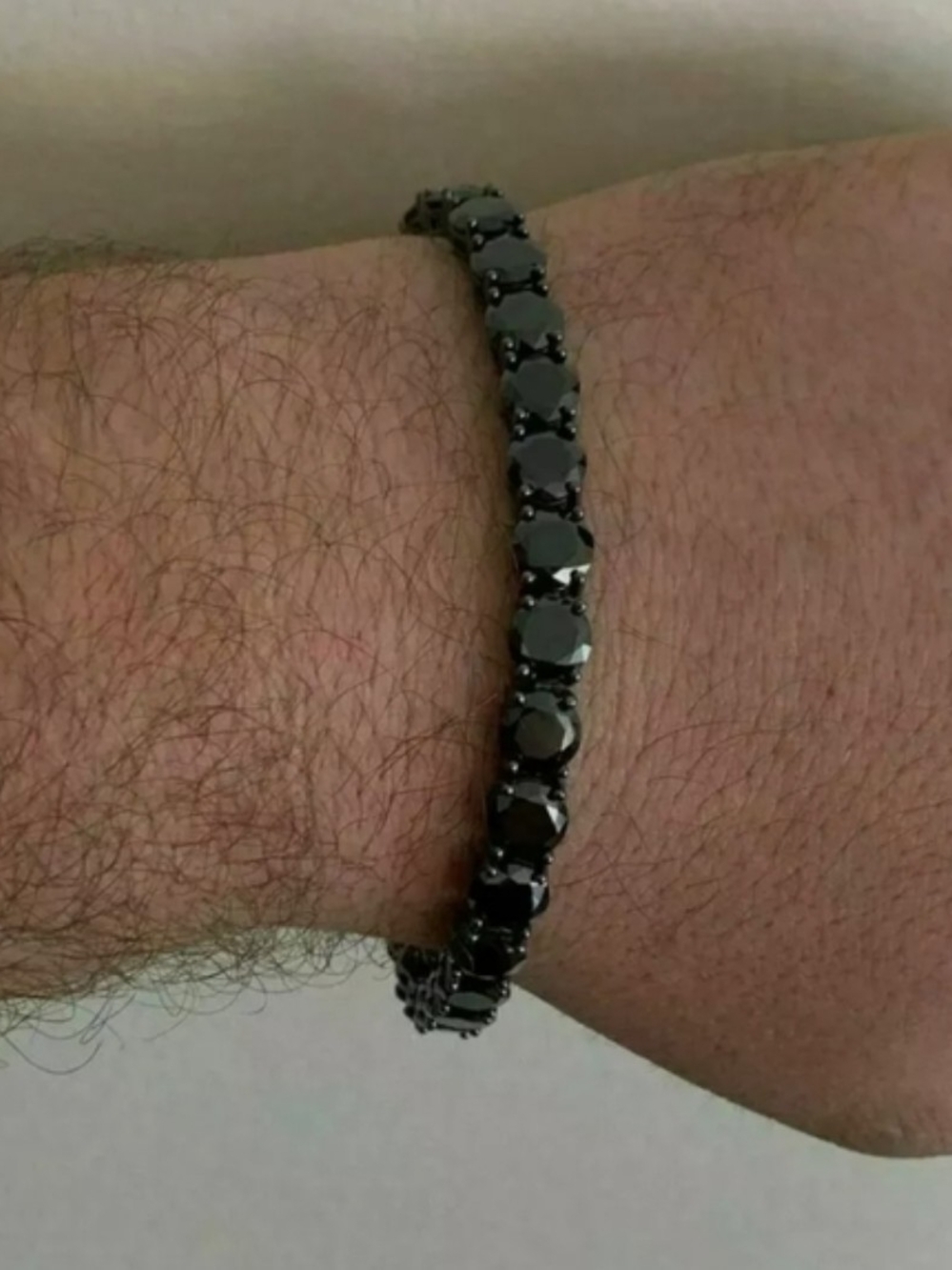 GutMens Tennis Bracelet sterli Silver 5mm Man Made Black Diamond Tennis Bracelet - Picture 4 of 4